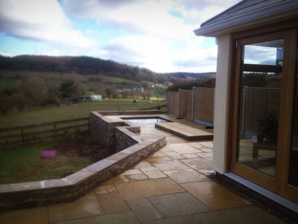 Monmouth Natural Stone Retaining Wall Raised Patio Pond Landscape Monmouth Natural Stone Retaining Wall Raised Patio Pond