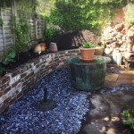 Reclaimed Brick Planter Retaining Wall Blue Slate Path Newnham on Severn